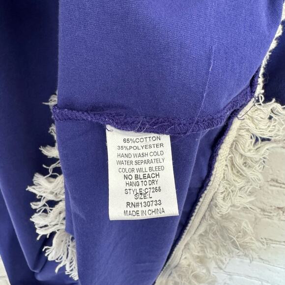 Umgee Wms Large Purple Off Shoulder Mini Dress Embroidered Flowers Boho Peasant - Picture 7 of 11